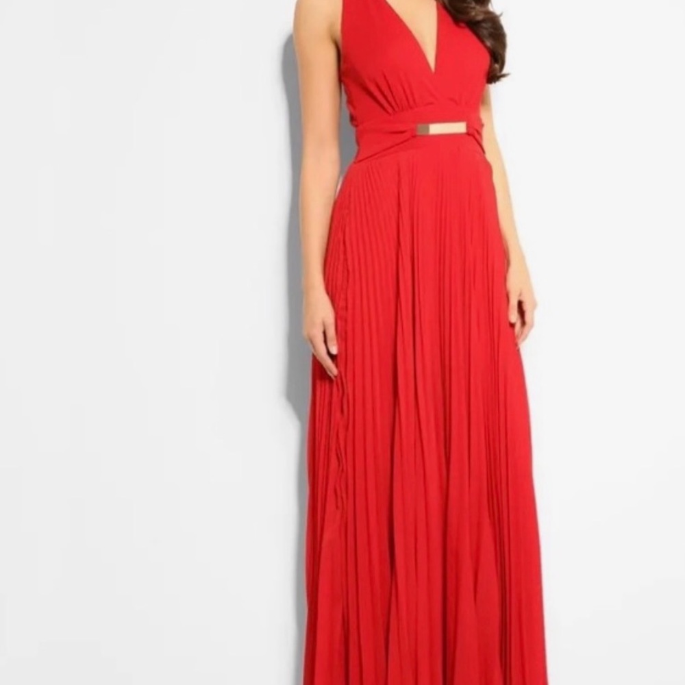 bebe Red V-Neck Maxi Dress